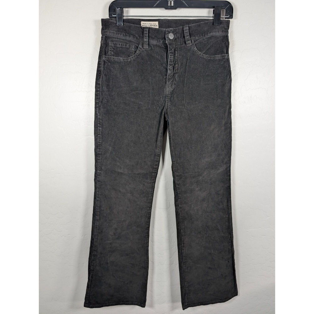 Nili Lotan Pants Women's Size 4 Black 111/88 80NL Corduroy 5 Pocket Boot Cut